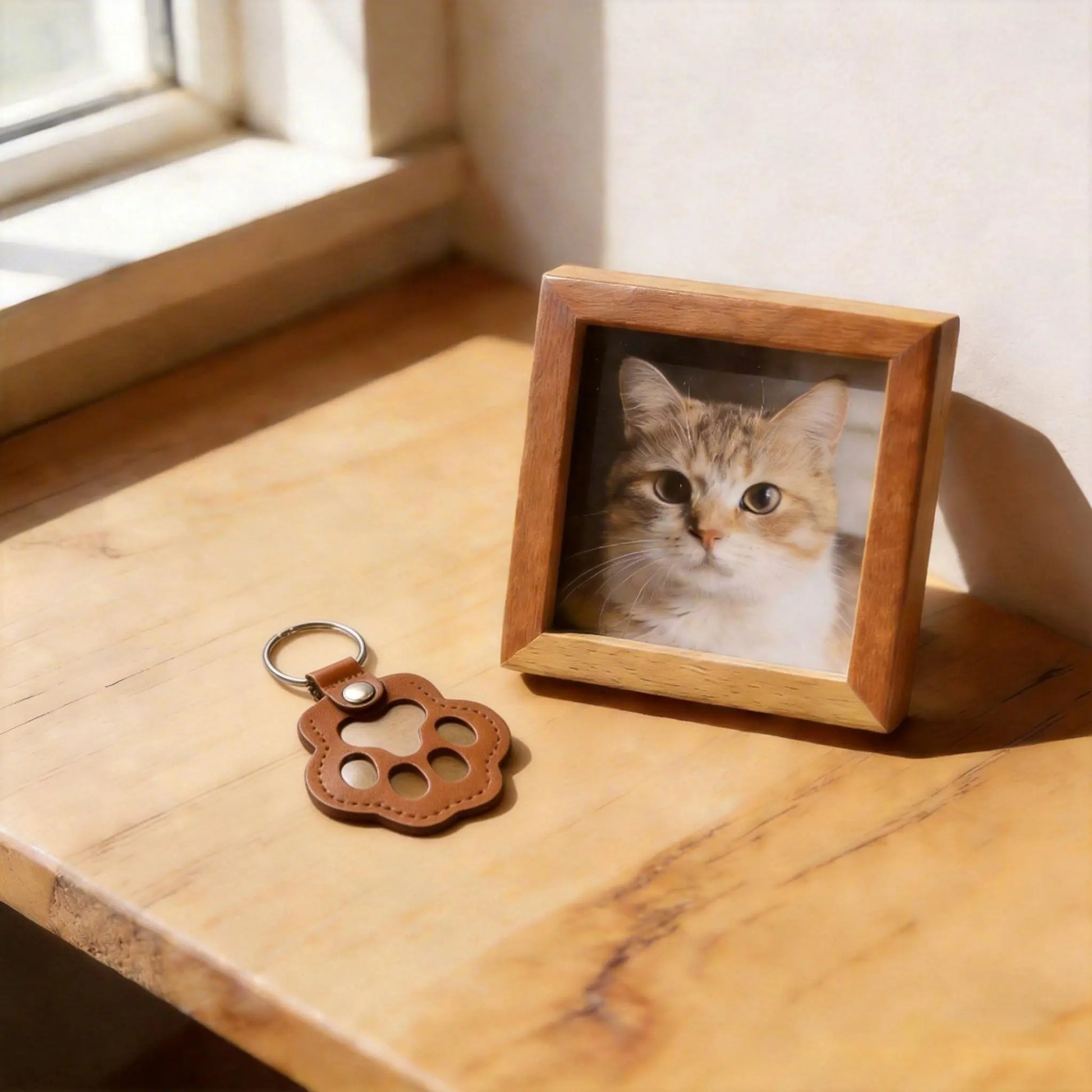 Pet Fur Keepsake Leather Keychain – Cute Paw Charm for Dog & Cat Hair, Meaningful Gift for Pet Lovers, Keeping Special Moments Close