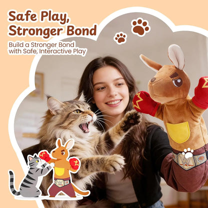PURETOY Rumble Roo Cat Wrestling Toy #Summervibes #Petlovers, 22-Inch Kangaroo Puppet with Catnip Pouches & Treat Pocket, Reinforced Glove for Kicking, Bonding Toy for Cats