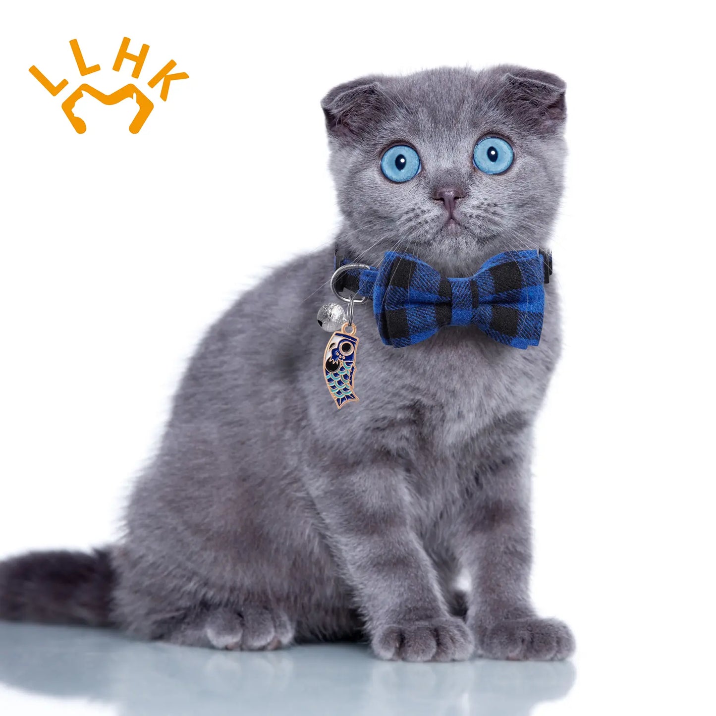 2 Pack Small Fish Cat Collars with Bow Tie and Bell,Personalized Breakaway Kitten Collar for Girl Boy Cats,Adjustable 7-12Inch,Cute for Kitty Kitten Adult Cats,Pet Supplies,Stuff,Accessories