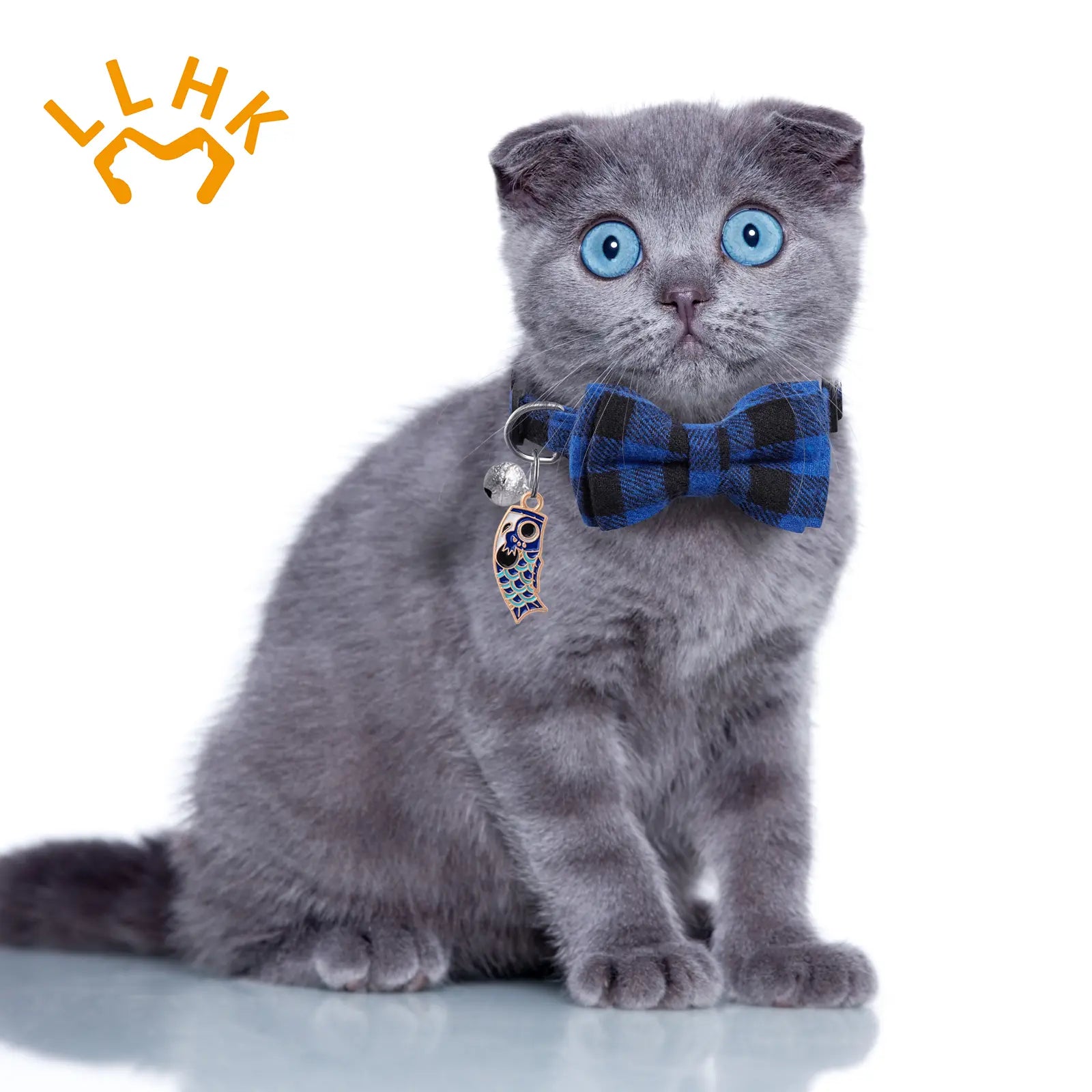 2 Pack Small Fish Cat Collars with Bow Tie and Bell,Personalized Breakaway Kitten Collar for Girl Boy Cats,Adjustable 7-12Inch,Cute for Kitty Kitten Adult Cats,Pet Supplies,Stuff,Accessories