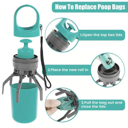 Portable Dog Poop Scoop with Bag, 1 Roll Pet Waste Bag, Pet Outdoor Cleaning Tool, Pet Supplies for Dogs & Cats