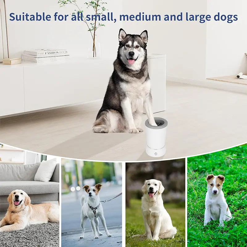 Automatic Electric Pet Paw Cleaner, Rechargeable Dog Cat Foot Washer Cup with Soft Silicone Brushes, Portable Muddy Paw Cleaner for Dogs Cats Grooming Grooming Brush Hair 4-Hourbattery Life Balm Shedding Bath Cleaning