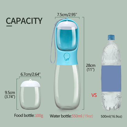 AVELORA Dog Water Bottle,Portable Pet Water Bottle with Food Container,Outdoor Portable Water Dispenser for Cat,Rabbit,Puppy and Other Pets for Walking,Hiking,Travel