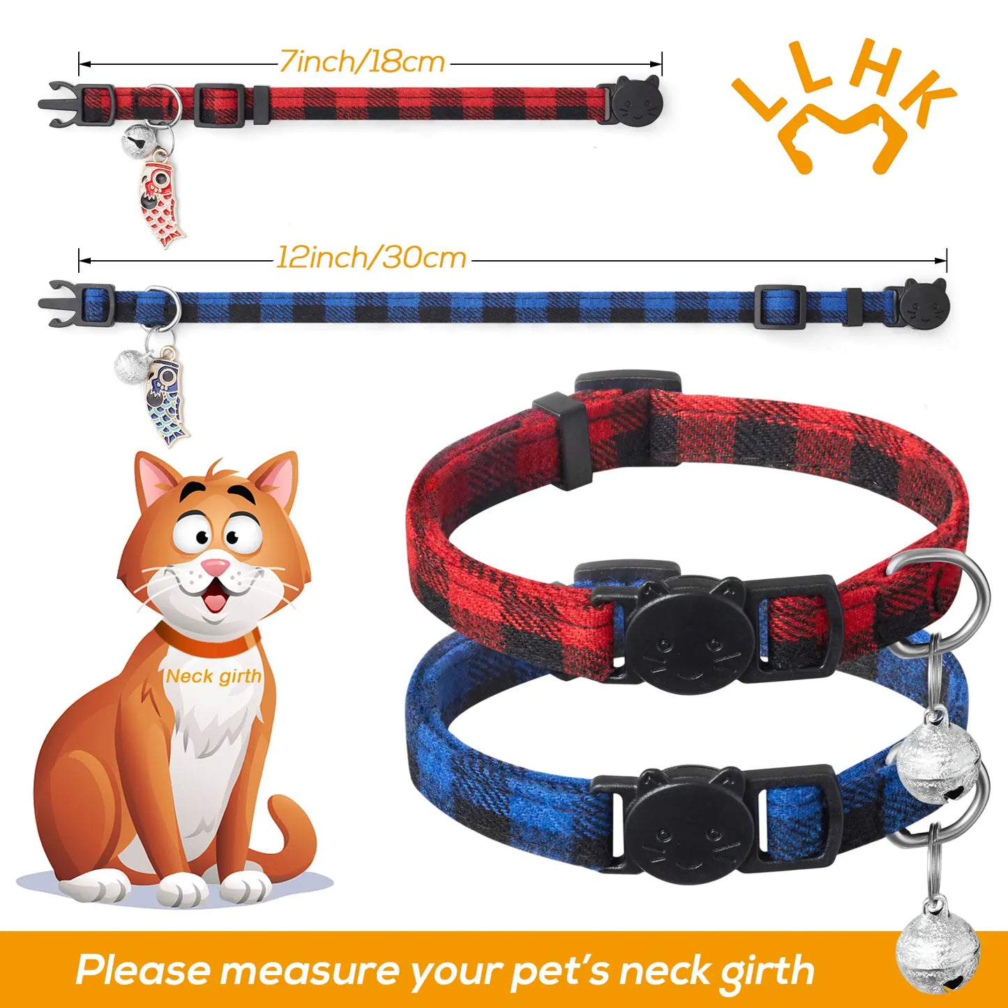 2 Pack Small Fish Cat Collars with Bow Tie and Bell,Personalized Breakaway Kitten Collar for Girl Boy Cats,Adjustable 7-12Inch,Cute for Kitty Kitten Adult Cats,Pet Supplies,Stuff,Accessories
