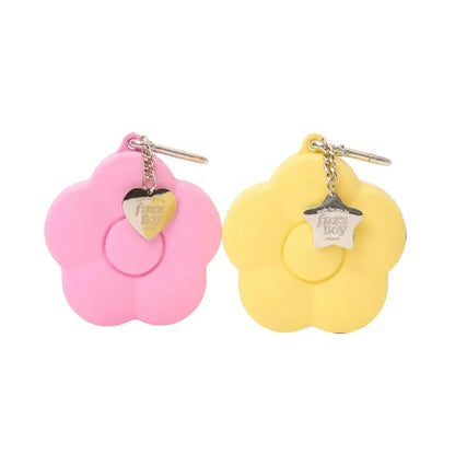 Fuzzboy Originals | Silicone Flower Dog Treat Pouch Keychain – Pink & Yellow