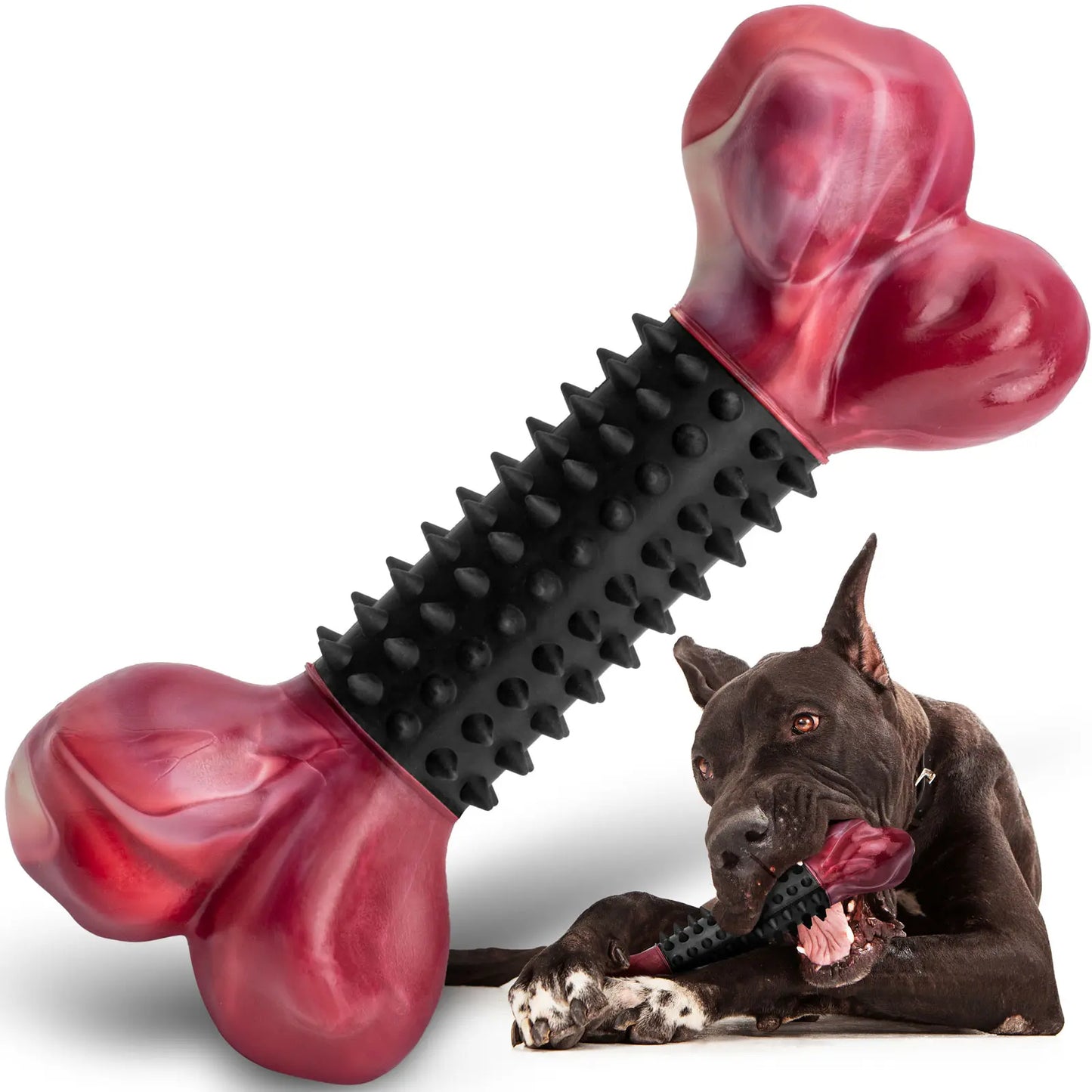 Apasiri Tough Dog Toys for Aggressive Chewers Beef Flavor: 8" Dog Chew Bone for Large Breed, Nylon & Rubber Chew Toy for Medium Large Dogs Outdoorfun