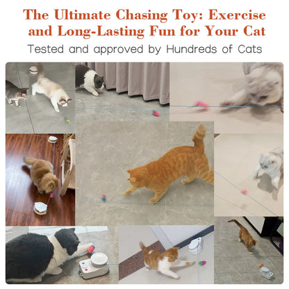 Metiya Interactive Cat Toy for Indoor Cats - Automatic Moving & Enrichment Toy with DIY Cat Treadmill for Exercise & Stimulating Chase Games