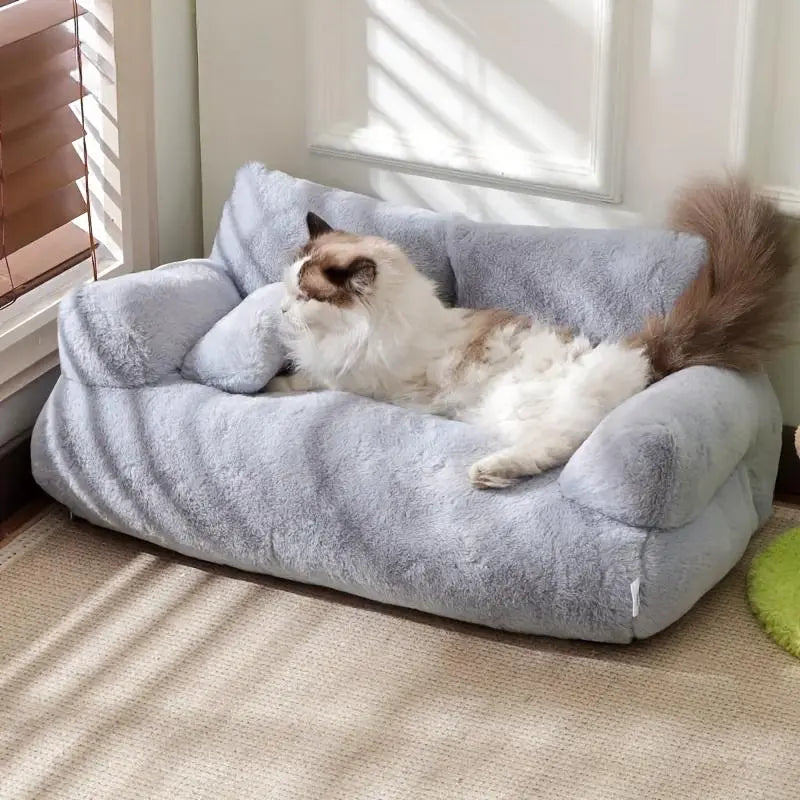 Large Cat Kitten Dog Sofa Bed, Four-Season Pet Couch, Comfortable Plush Sofa, Suitable for Autumn Winter, Indoor Home Cats Dogs, Modern Pet Furniture