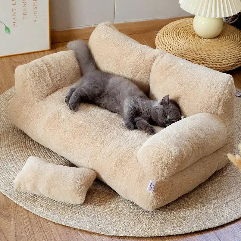 Large Cat Kitten Dog Sofa Bed, Four-Season Pet Couch, Comfortable Plush Sofa, Suitable for Autumn Winter, Indoor Home Cats Dogs, Modern Pet Furniture