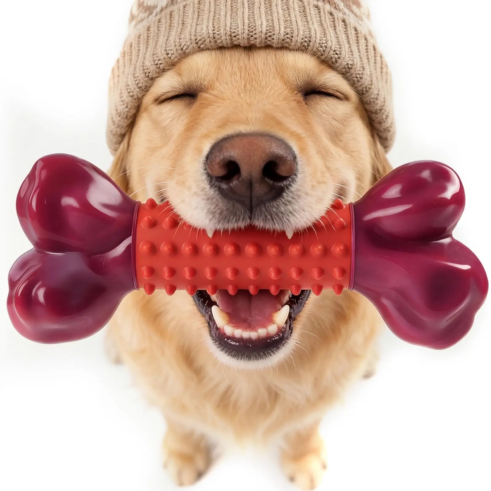 Apasiri Tough Dog Toys for Aggressive Chewers Beef Flavor: 8" Dog Chew Bone for Large Breed, Nylon & Rubber Chew Toy for Medium Large Dogs Outdoorfun