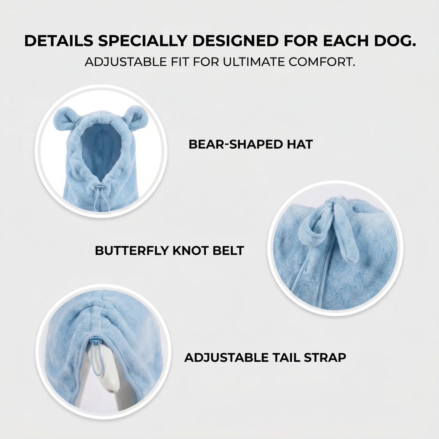 Koogal Cute Bear Ears Hooded Dog Bath Robe and Towels for Drying with Adjustable Waistband Quick-Dry Microfiber for Small Medium Large Dogs 6 to 115 Lbs