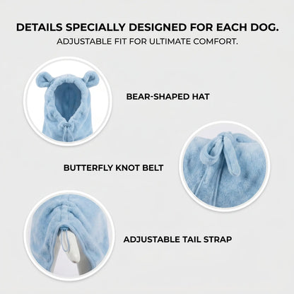 Koogal Cute Bear Ears Hooded Dog Bath Robe and Towels for Drying with Adjustable Waistband Quick-Dry Microfiber for Small Medium Large Dogs 6 to 115 Lbs