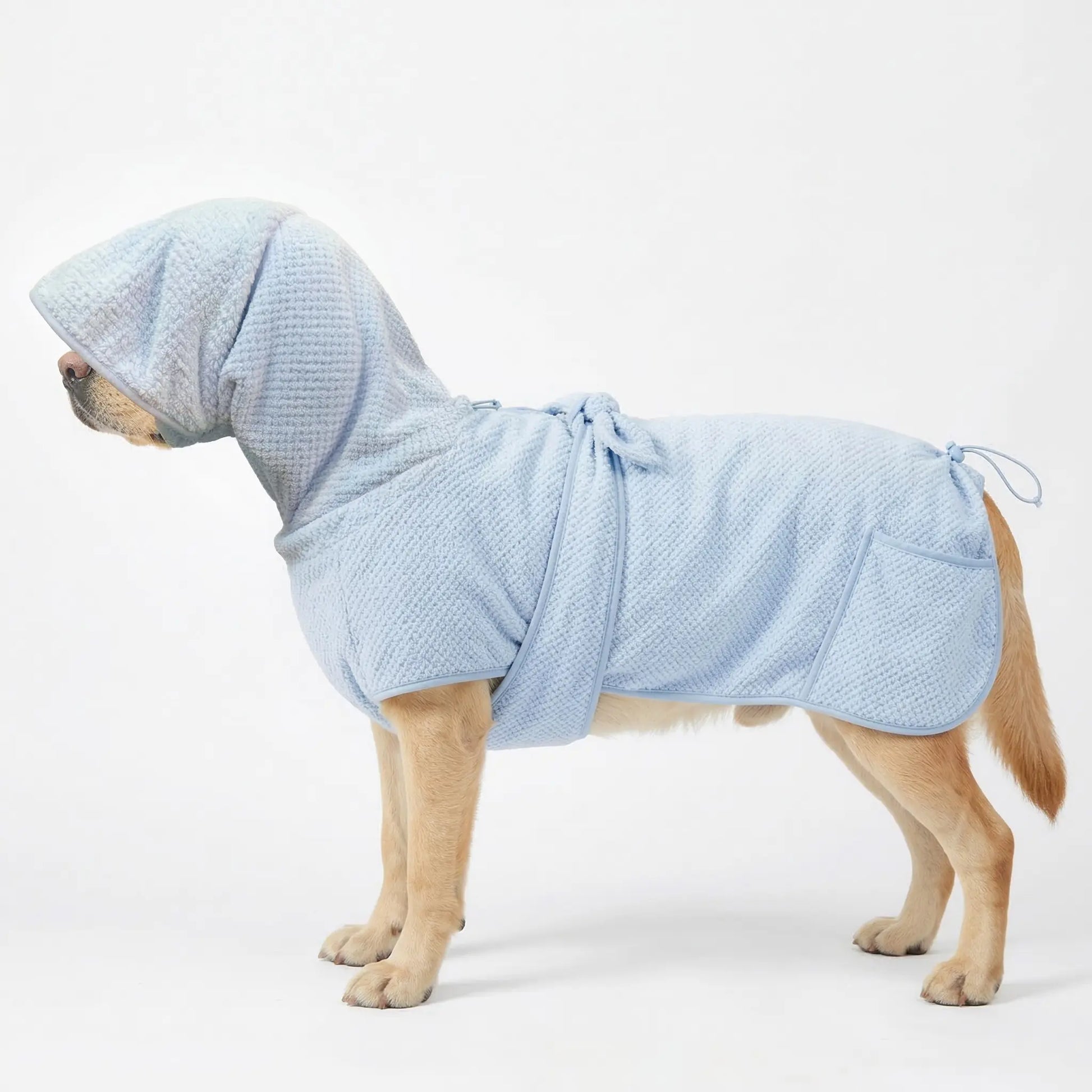 Koogal Cute Bear Ears Hooded Dog Bath Robe and Towels for Drying with Adjustable Waistband Quick-Dry Microfiber for Small Medium Large Dogs 6 to 115 Lbs