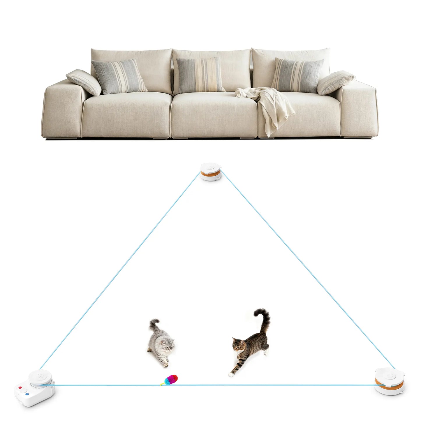Metiya Interactive Cat Toy for Indoor Cats - Automatic Moving & Enrichment Toy with DIY Cat Treadmill for Exercise & Stimulating Chase Games