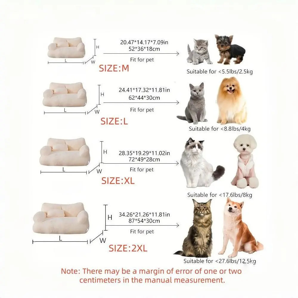 Large Cat Kitten Dog Sofa Bed, Four-Season Pet Couch, Comfortable Plush Sofa, Suitable for Autumn Winter, Indoor Home Cats Dogs, Modern Pet Furniture