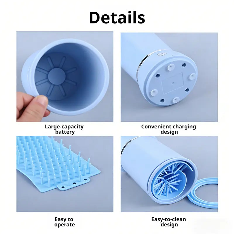 Automatic Electric Pet Paw Cleaner, Rechargeable Dog Cat Foot Washer Cup with Soft Silicone Brushes, Portable Muddy Paw Cleaner for Dogs Cats Grooming Grooming Brush Hair 4-Hourbattery Life Balm Shedding Bath Cleaning