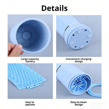 Automatic Electric Pet Paw Cleaner, Rechargeable Dog Cat Foot Washer Cup with Soft Silicone Brushes, Portable Muddy Paw Cleaner for Dogs Cats Grooming Grooming Brush Hair 4-Hourbattery Life Balm Shedding Bath Cleaning