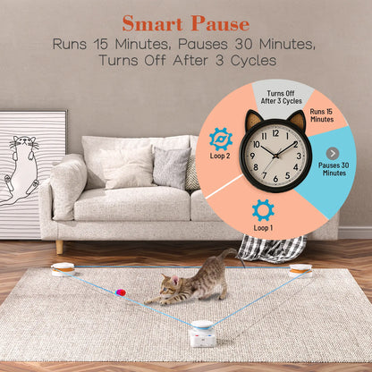 Metiya Interactive Cat Toy for Indoor Cats - Automatic Moving & Enrichment Toy with DIY Cat Treadmill for Exercise & Stimulating Chase Games