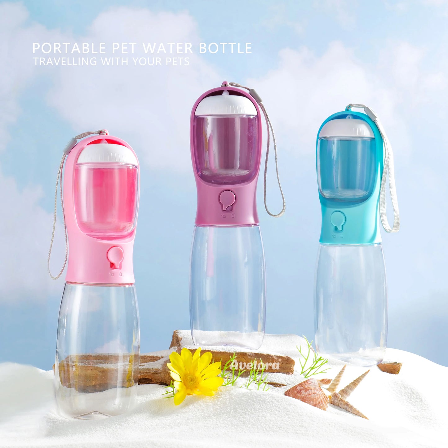 AVELORA Dog Water Bottle,Portable Pet Water Bottle with Food Container,Outdoor Portable Water Dispenser for Cat,Rabbit,Puppy and Other Pets for Walking,Hiking,Travel