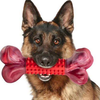 Apasiri Tough Dog Toys for Aggressive Chewers Beef Flavor: 8" Dog Chew Bone for Large Breed, Nylon & Rubber Chew Toy for Medium Large Dogs Outdoorfun