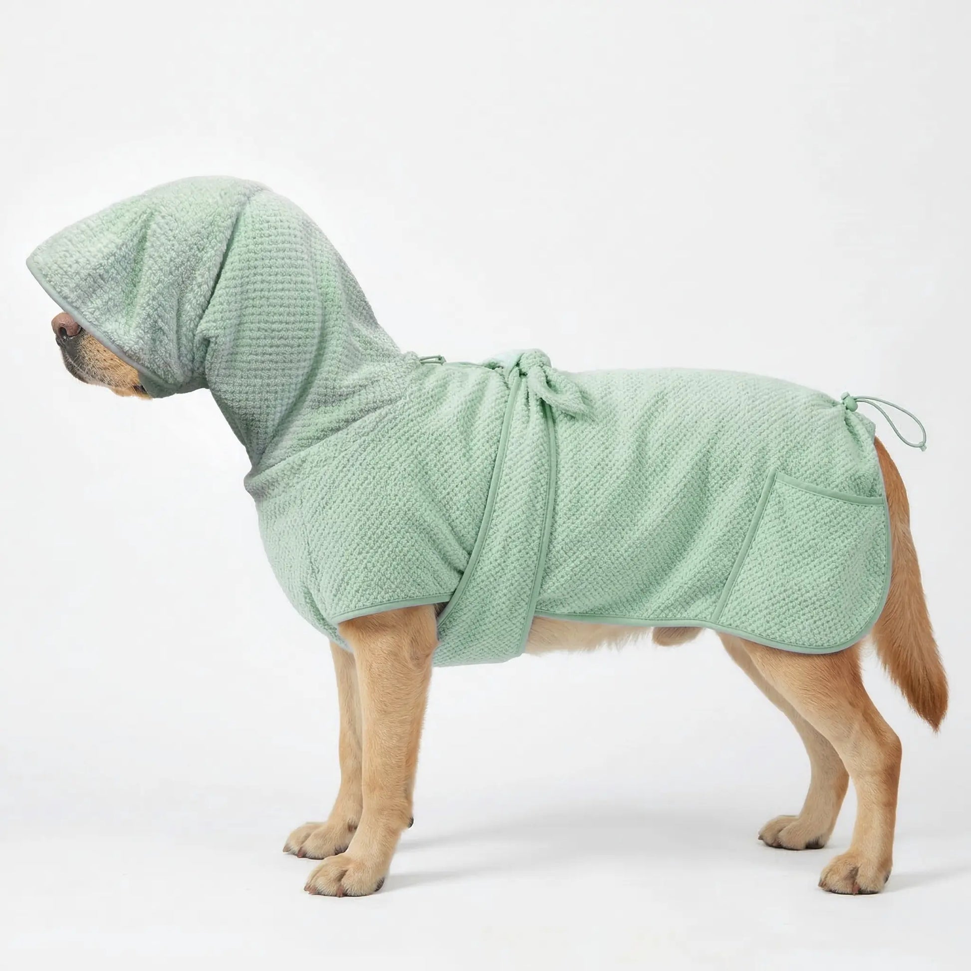 Koogal Cute Bear Ears Hooded Dog Bath Robe and Towels for Drying with Adjustable Waistband Quick-Dry Microfiber for Small Medium Large Dogs 6 to 115 Lbs